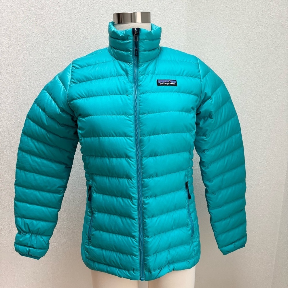 Patagonia Down Sweater Puffer Jacket Lightweight Packable Teal Blue Size Small - Picture 4 of 12